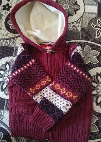 Diğer Bordo Fermuarlı Kapüşonlu Erkek Polar Sweatshirt