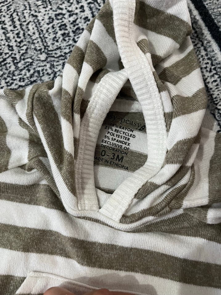 Kapüşonlu Erkek Çocuk Gri Çizgili Sweatshirt - Görsel 3