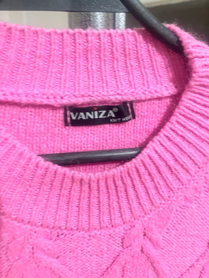 Pembe Örgü Kadın Kazak - Görsel 3