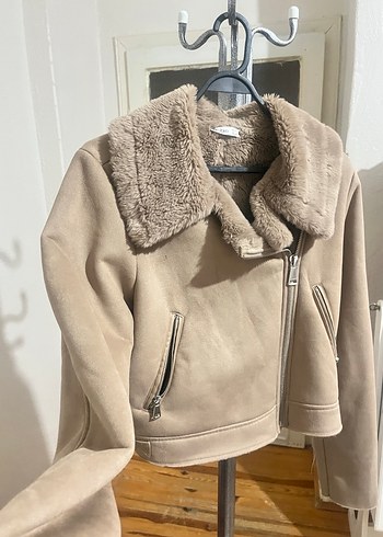 Kürk Detaylı Süet Midi Kadın Mont - Görsel 4