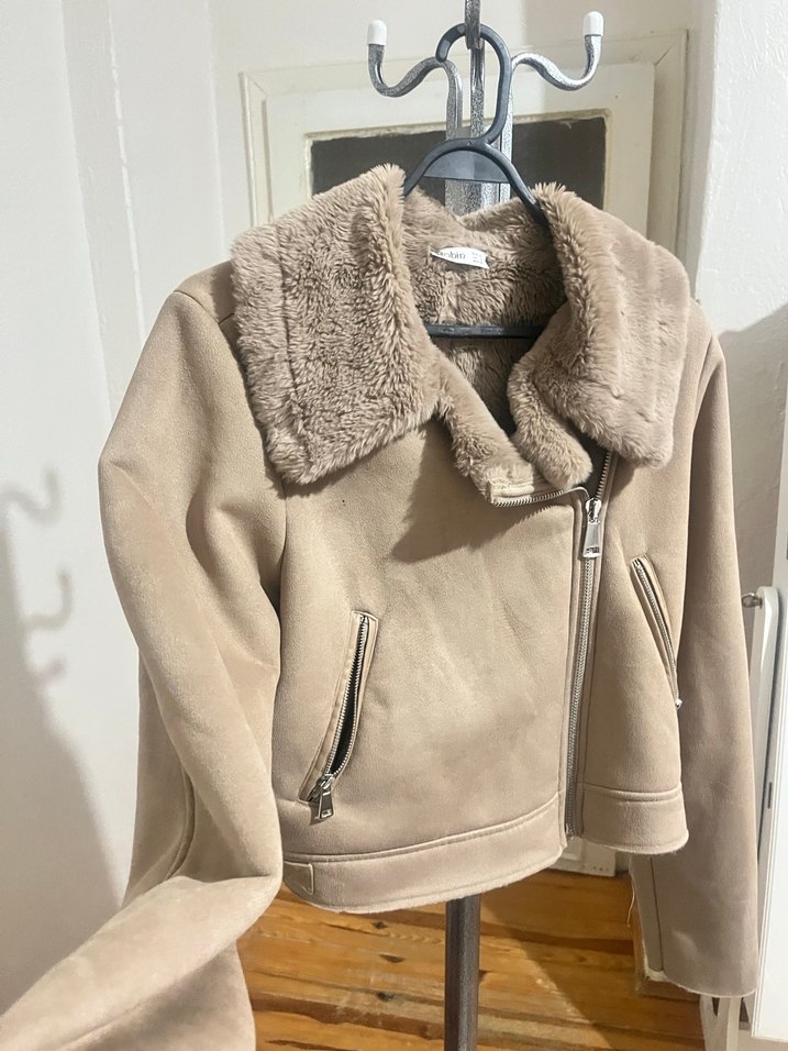 Kürk Detaylı Süet Midi Kadın Mont - Görsel 4