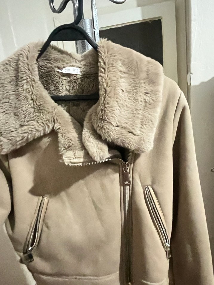 Kürk Detaylı Süet Midi Kadın Mont - Görsel 2