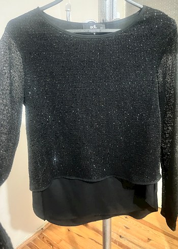 Siyah Triko Uzun Kollu Salaş Kazak - Görsel 3