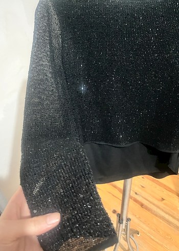 Siyah Triko Uzun Kollu Salaş Kazak - Görsel 2