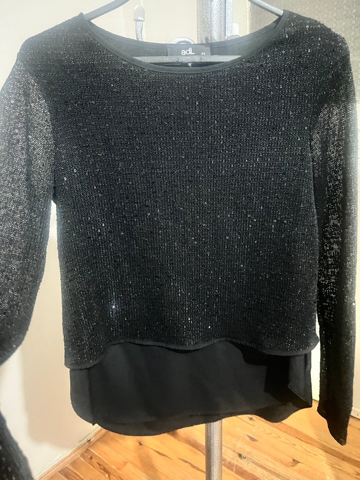 Siyah Triko Uzun Kollu Salaş Kazak - Görsel 3