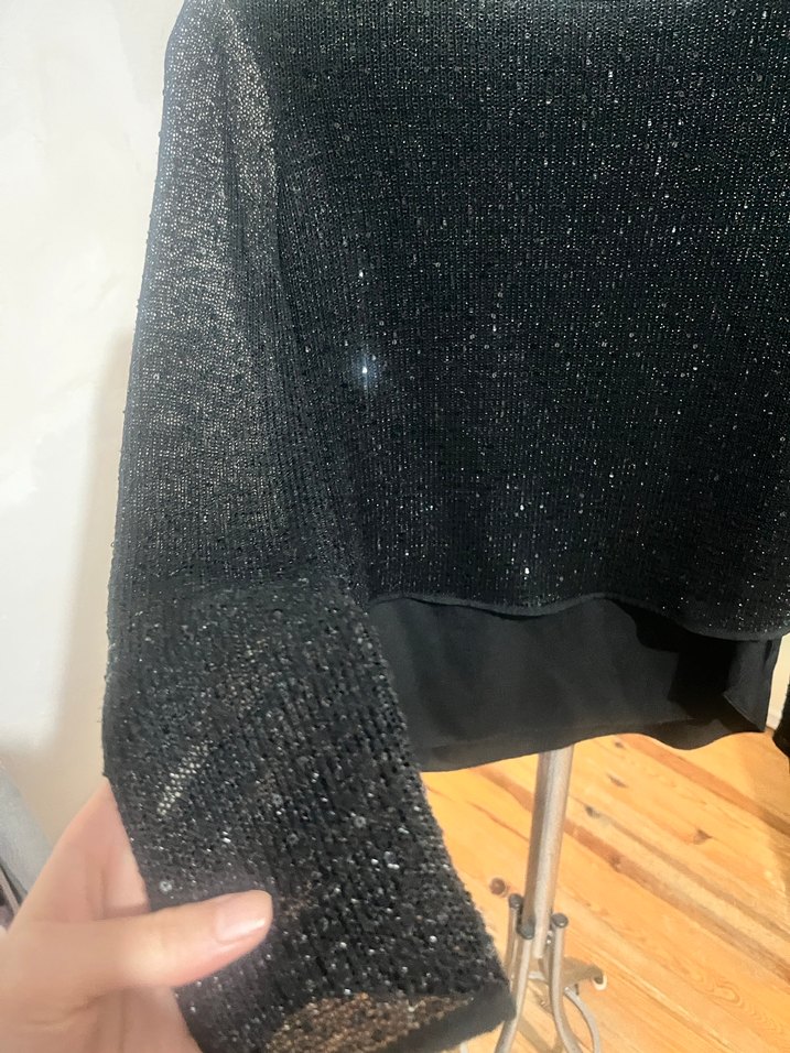 Siyah Triko Uzun Kollu Salaş Kazak - Görsel 2