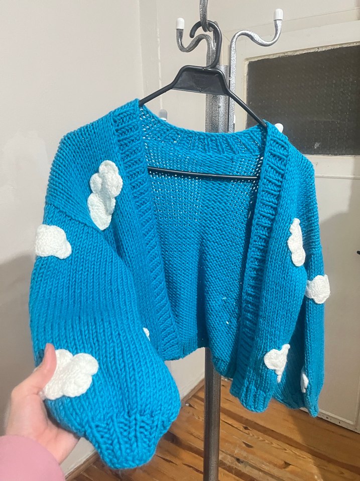 Mavi Triko Kadın Hırka - Görsel 2