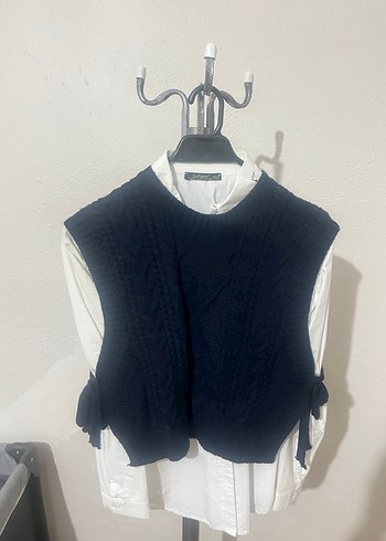 Kadın Örgü Yelek Yüksek Yakalı - Görsel 3