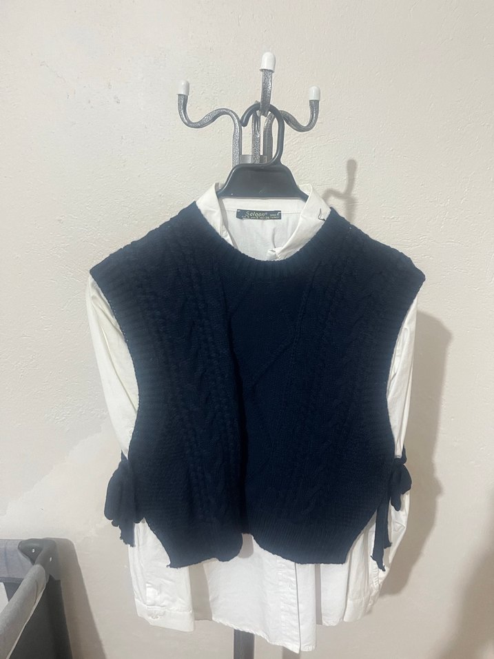 Kadın Örgü Yelek Yüksek Yakalı - Görsel 3