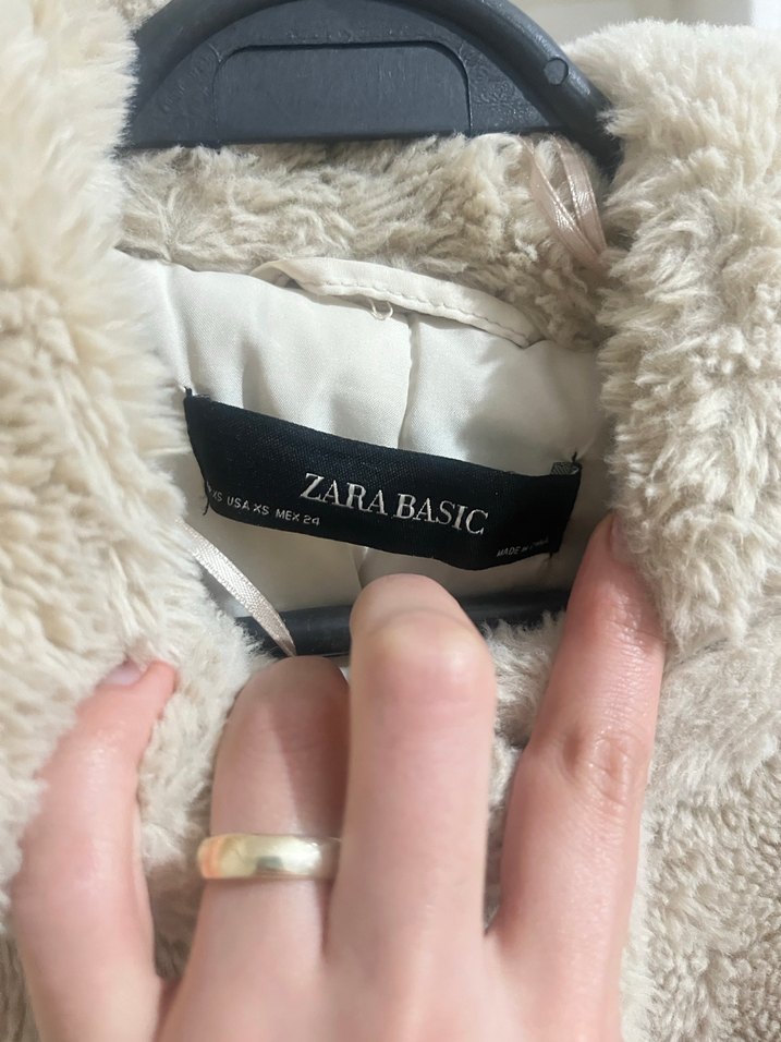 Bej Midi Boy Kadın Peluş kürk mont - Görsel 4