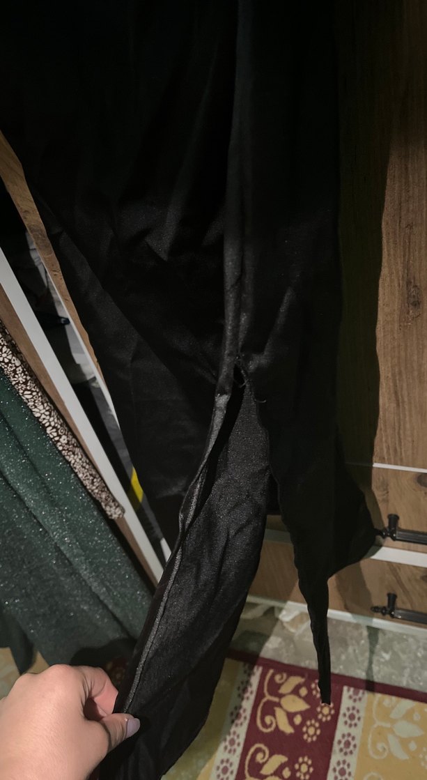 Straplez Drapeli Siyah Uzun Abiye Elbise - Görsel 2