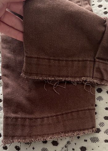 Düğmeli Kahverengi Süet Kadın Pantolon - Görsel 3