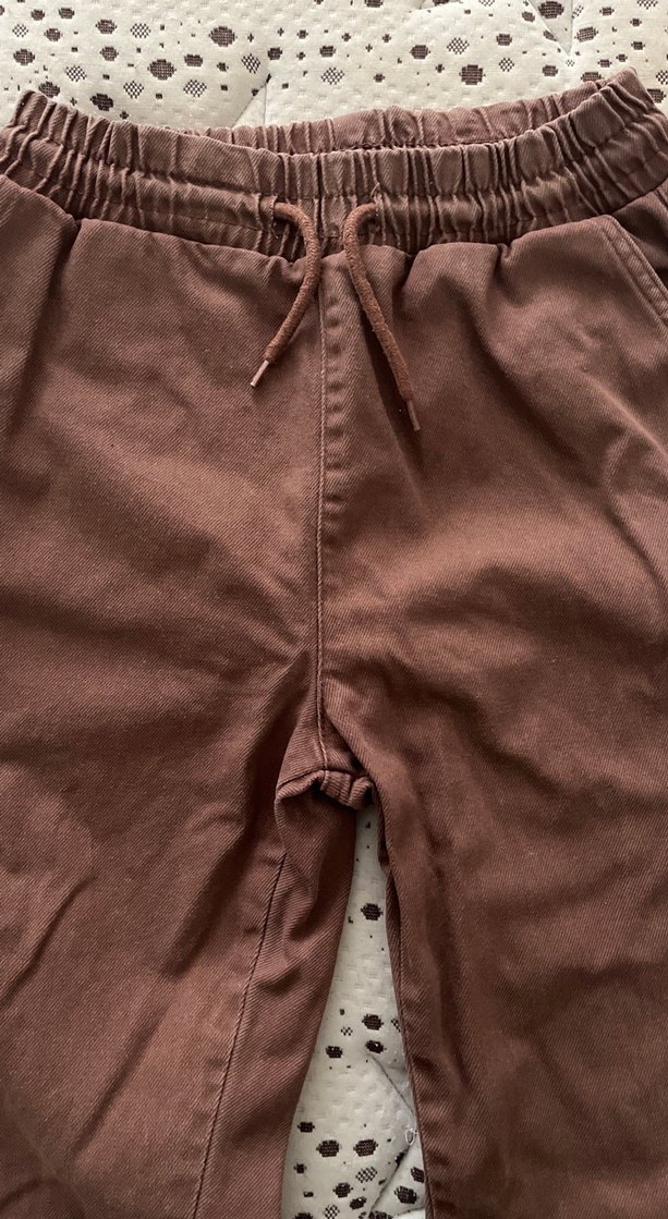 Düğmeli Kahverengi Süet Kadın Pantolon - Görsel 2