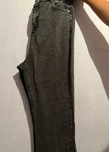 Diğer Gri Düğmeli Kadın Denim Pantolon