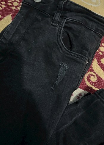 Diğer Siyah Bağcıklı Kadın Skinny Denim Pantolon