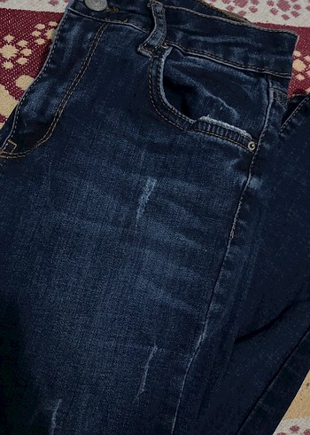Diğer Kadın Koyu Mavi Denim Midi Boy Dar Kesim Pantolon