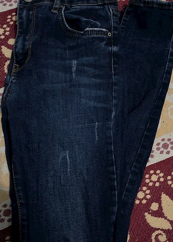 Kadın Koyu Mavi Denim Midi Boy Dar Kesim Pantolon
