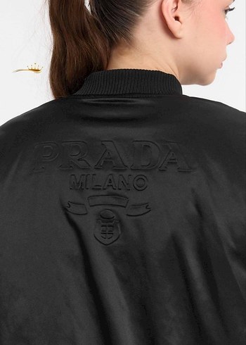 l Beden Prada Siyah Kadın Bomber Ceket