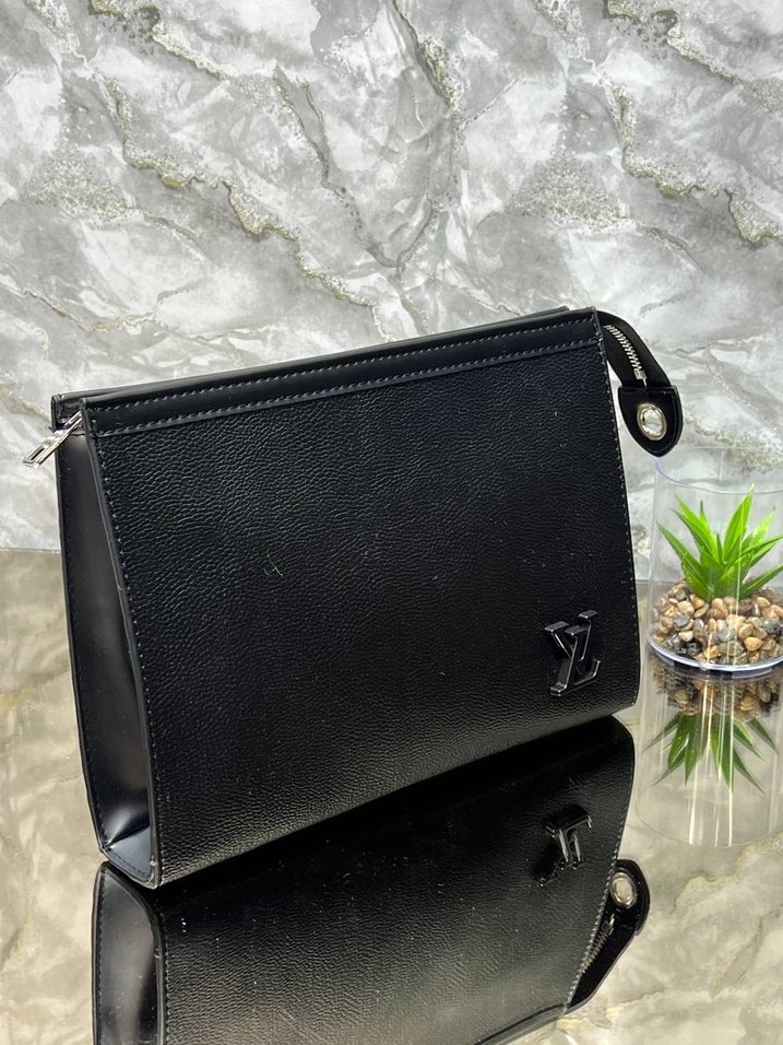 Siyah Deri Fermuarlı Kadın Clutch Çanta - Görsel 4