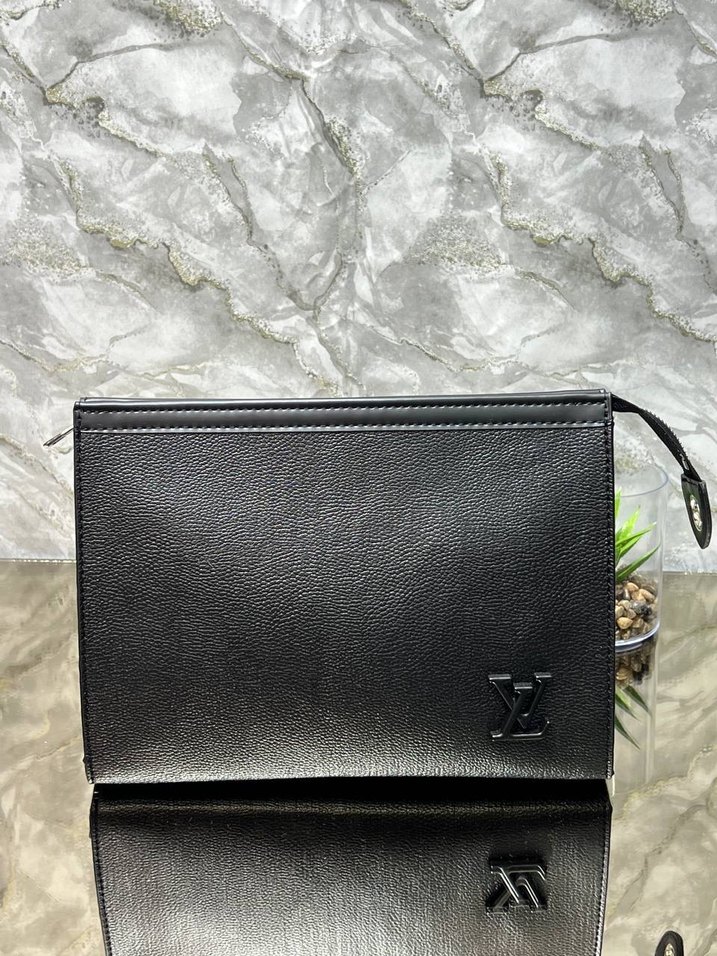 Siyah Deri Fermuarlı Kadın Clutch Çanta - Görsel 2