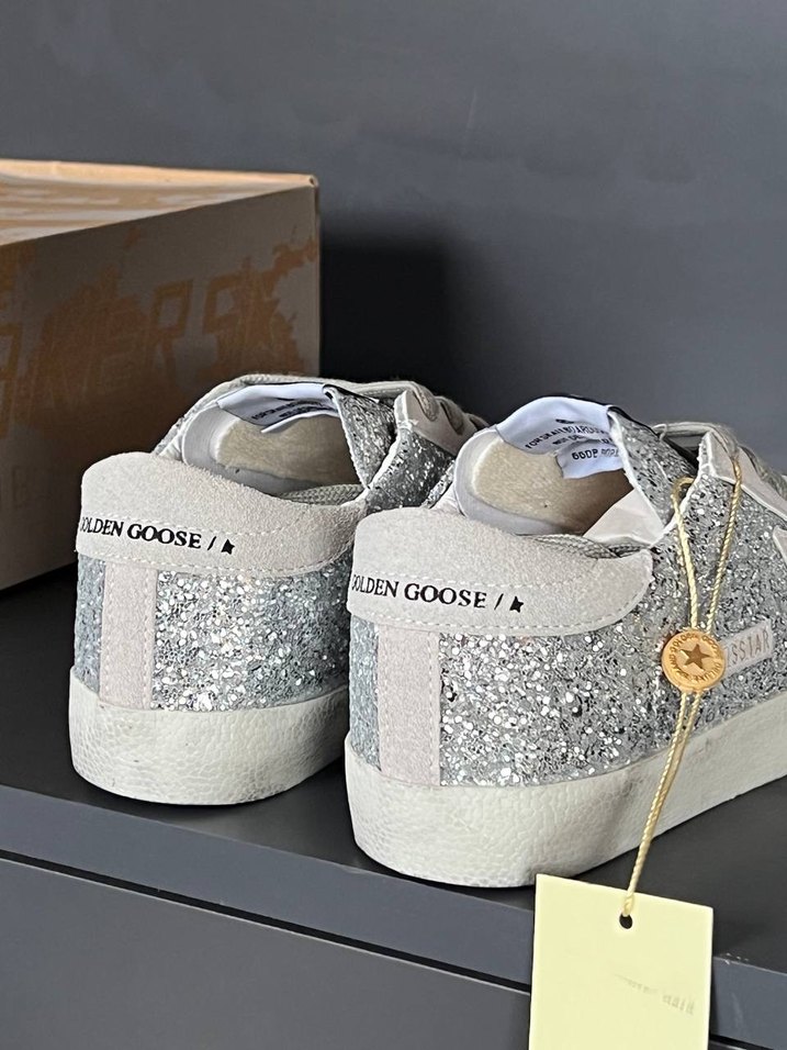 Golden Goose Beyaz Simli Kadın Spor Ayakkabı - Görsel 3