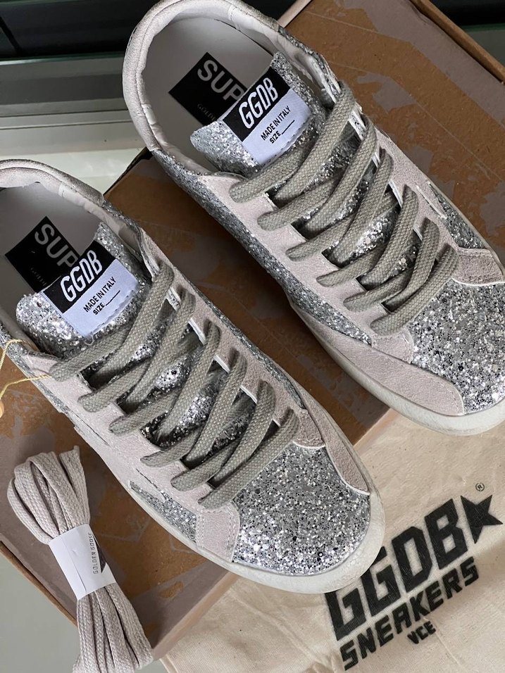 Golden Goose Beyaz Simli Kadın Spor Ayakkabı - Görsel 2