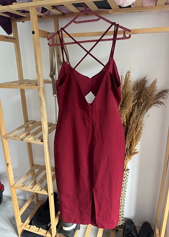 Trendyol & Milla Bordo V Yakalı Midi Strappy Elbise