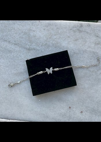 vintage 2000's Zincir Detaylı Minimalist Kelebek Bileklik