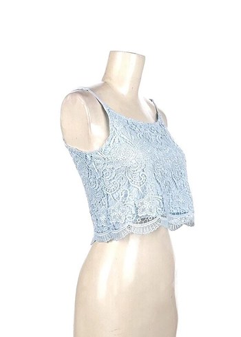 Diğer vintage Mavi Dantel Detaylı Bohem Crop Top