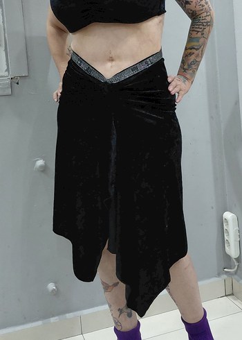 Siyah parlak kadife alt üst takım - Görsel 4