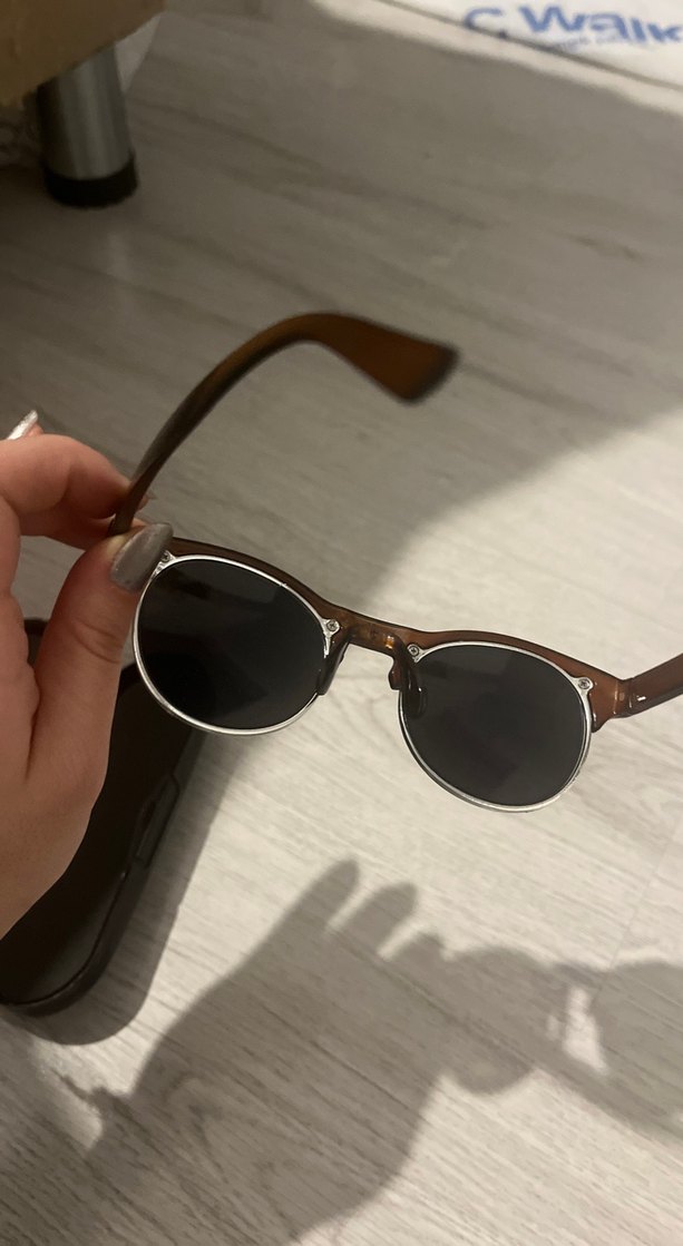 Şeffaf Kahverengi Vintage Kadın Güneş Gözlüğü - Görsel 4