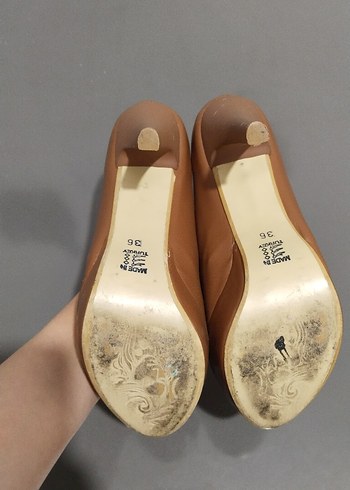 Bej Deri Kadın Stiletto - Görsel 6