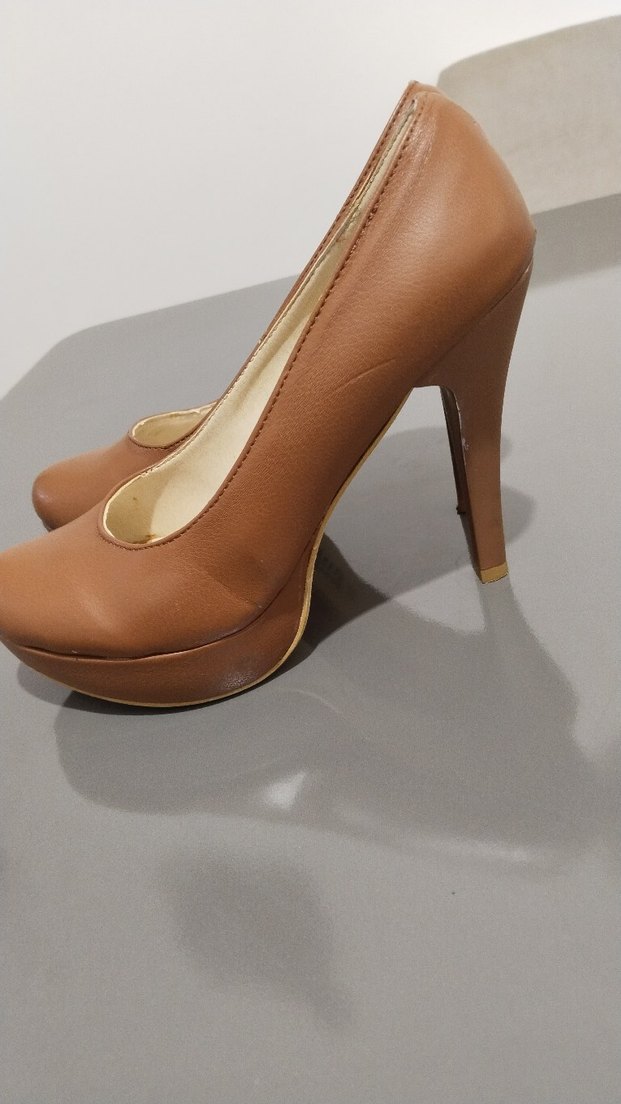 Bej Deri Kadın Stiletto - Görsel 5