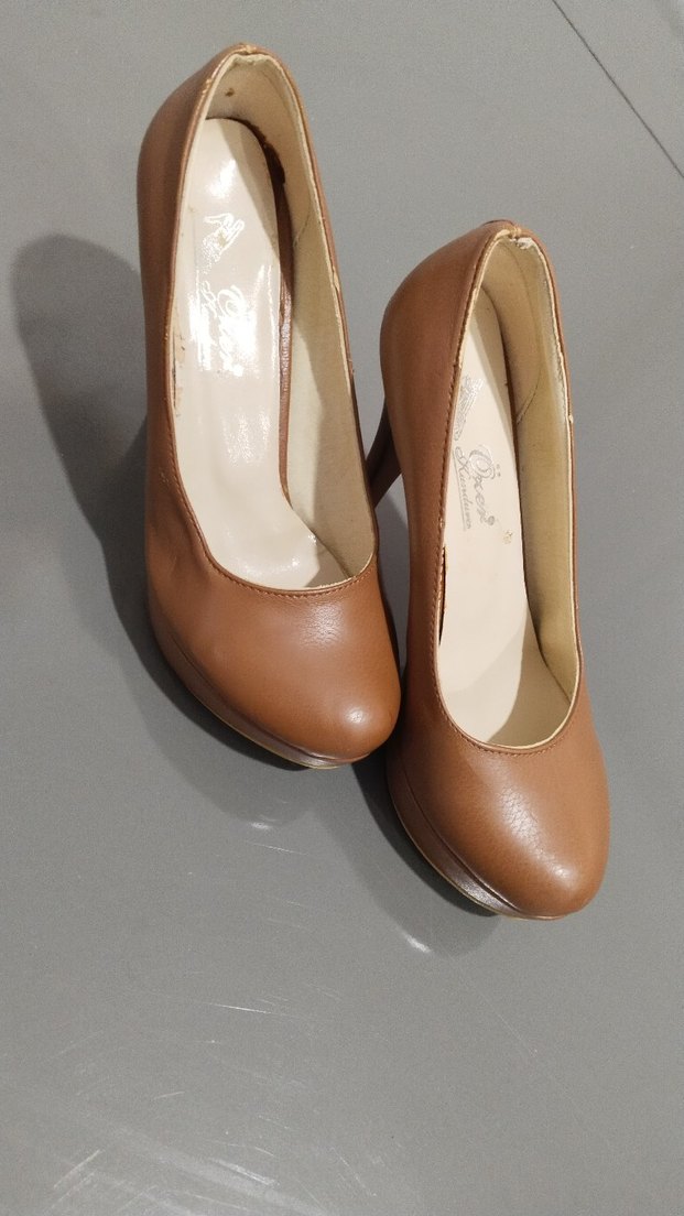 Bej Deri Kadın Stiletto - Görsel 3