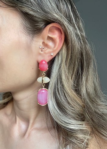 Pembe Boncuklu Bohem Küpe