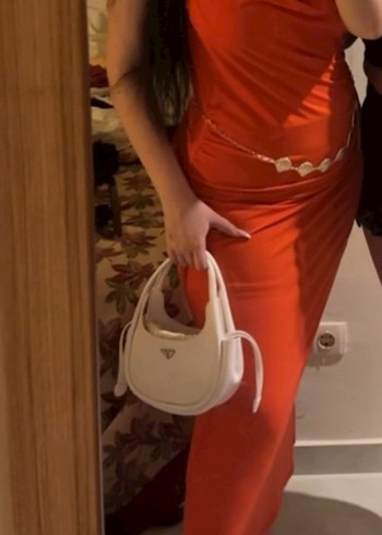 Drapeli Kırmızı Uzun Kadın Elbise - Görsel 2