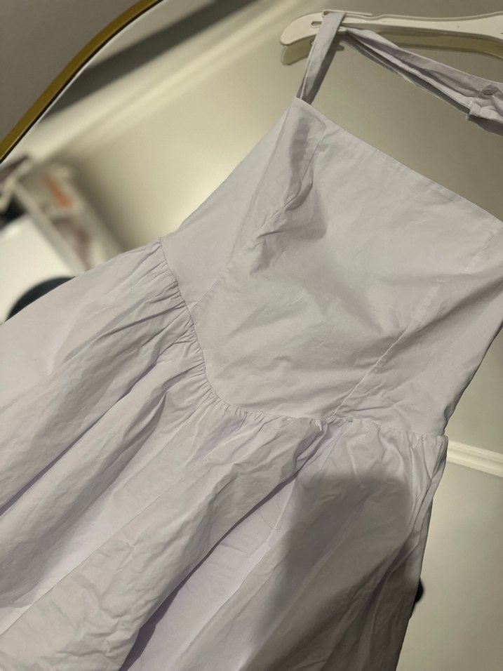 Askılı Midi Mini Beyaz elbise - Görsel 2