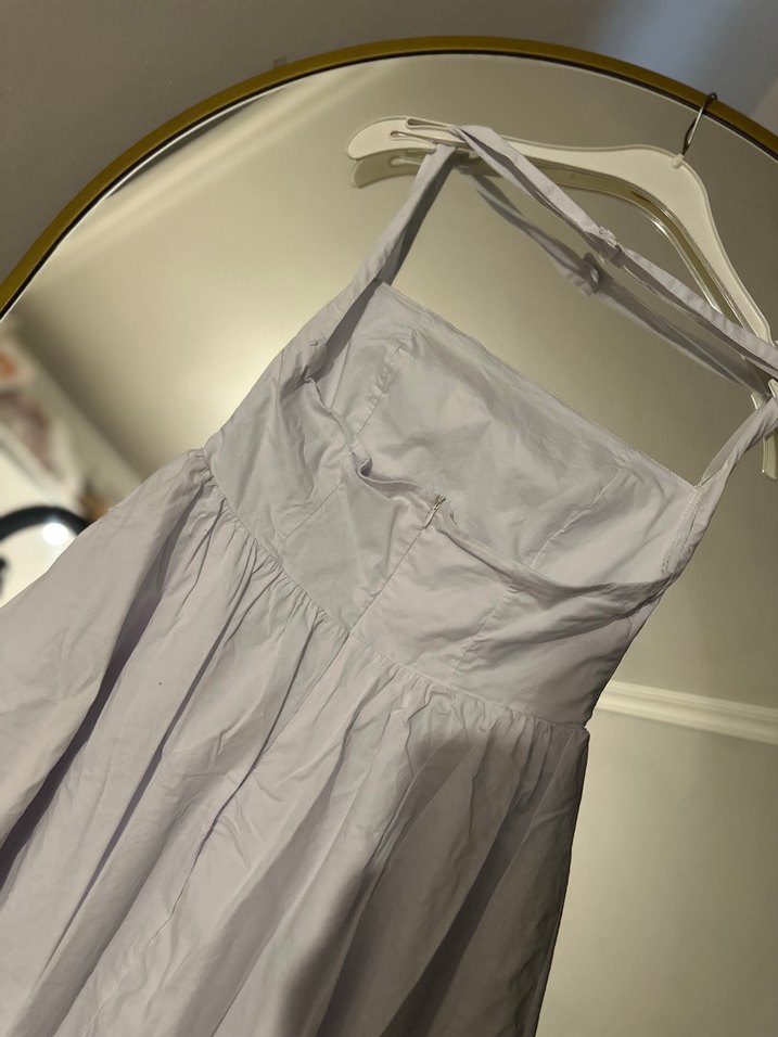 Askılı Midi Mini Beyaz elbise - Görsel 3