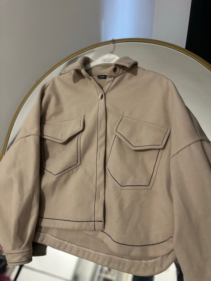 Düğmeli Bej Süet Kadın Ceket - Görsel 2