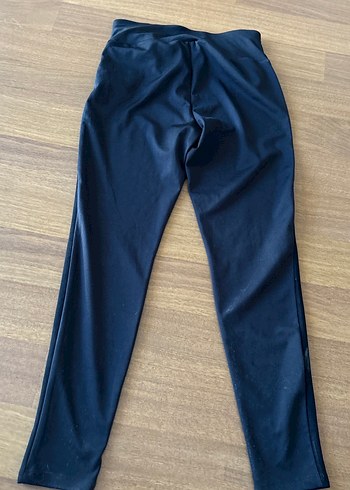 Siyah önü süet arka parlak kumaş Tayt - Görsel 5