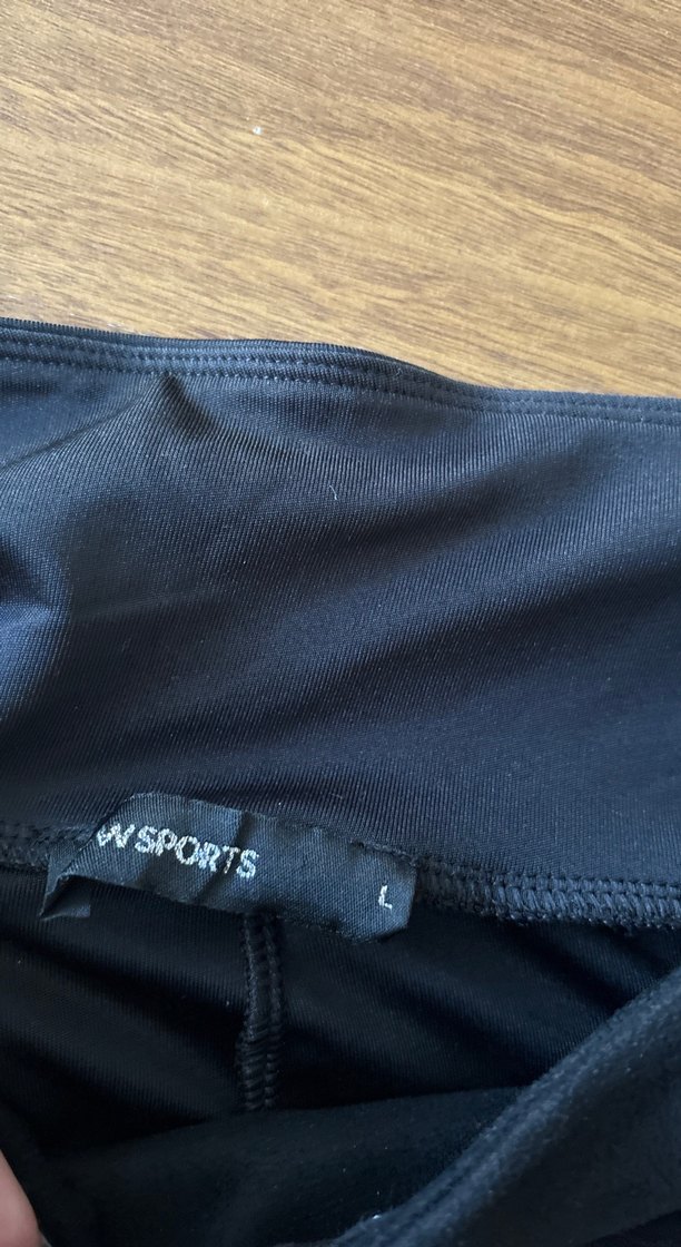 Siyah önü süet arka parlak kumaş Tayt - Görsel 4