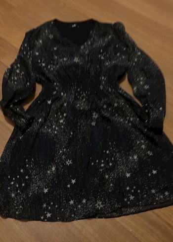 Siyah Parlak Desenli Midi Gotik Elbise - Görsel 2