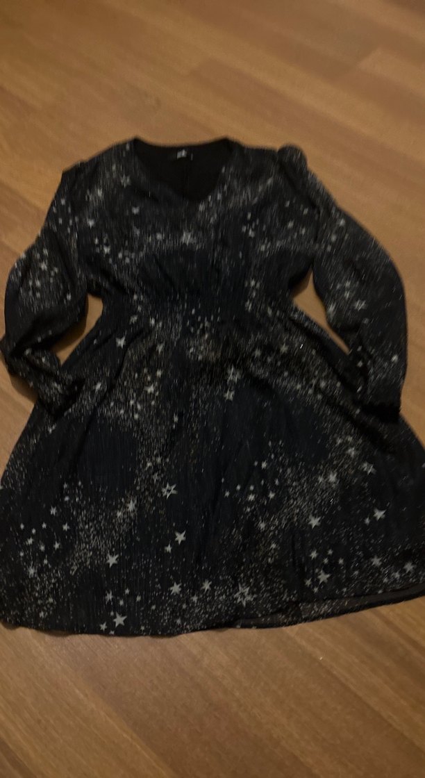 Siyah Parlak Desenli Midi Gotik Elbise - Görsel 2