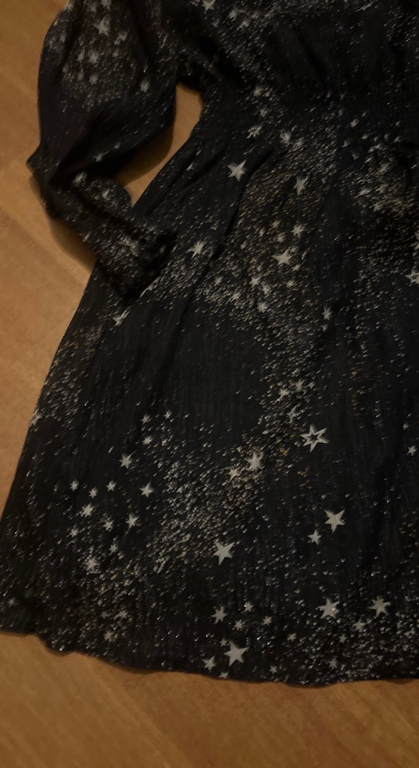 Siyah Parlak Desenli Midi Gotik Elbise - Görsel 3