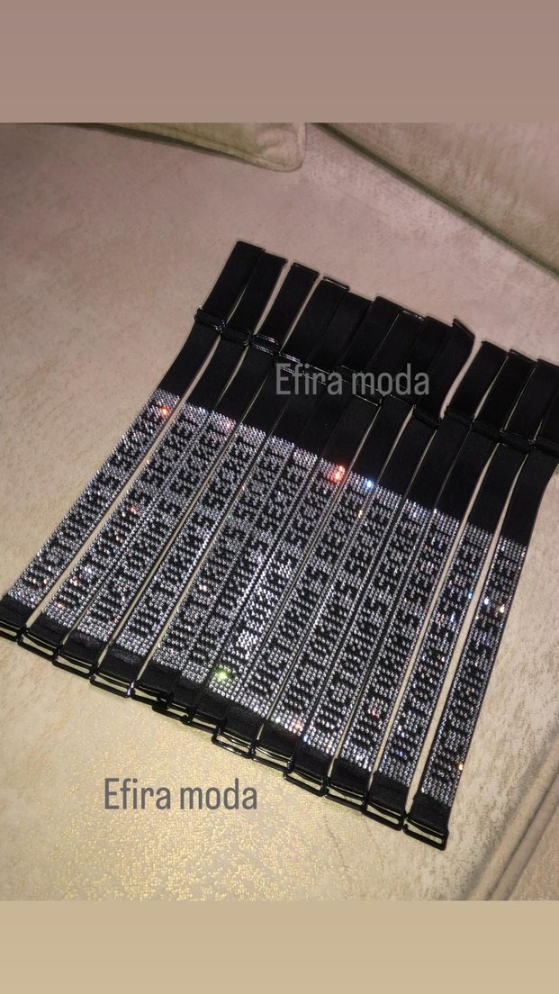 Parlak Taşlı Siyah Sütyen askısı - Görsel 2