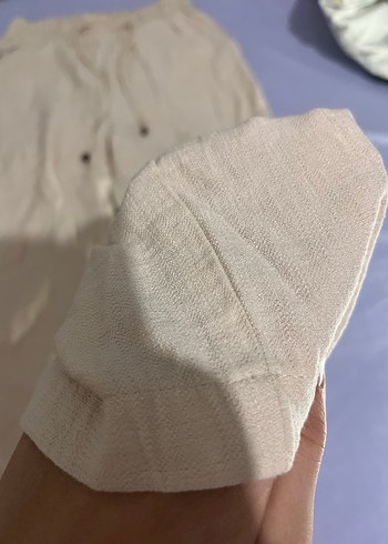 Bej Keten Rahat Kesim Kadın Pantolon - Görsel 3