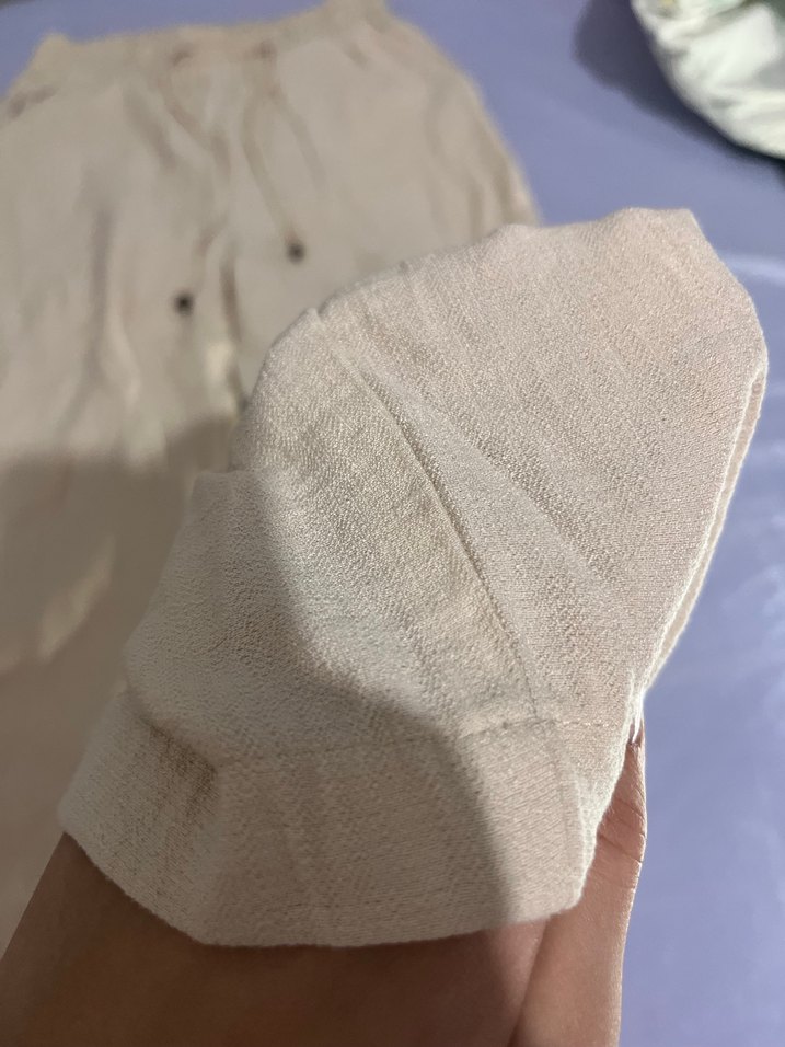 Bej Keten Rahat Kesim Kadın Pantolon - Görsel 3