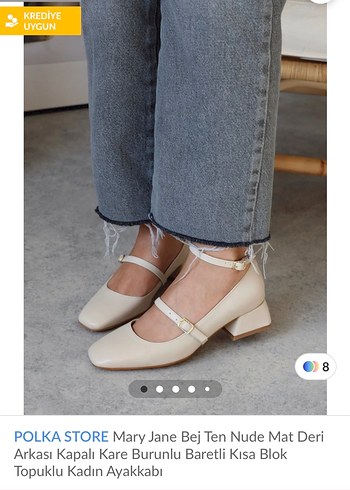 POLKA STORE Bej Ten Mat Deri Mary Jane Topuklu