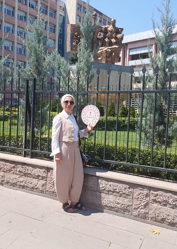 Kısa Kollu, Etnik Desenli Camel Kadın Takım