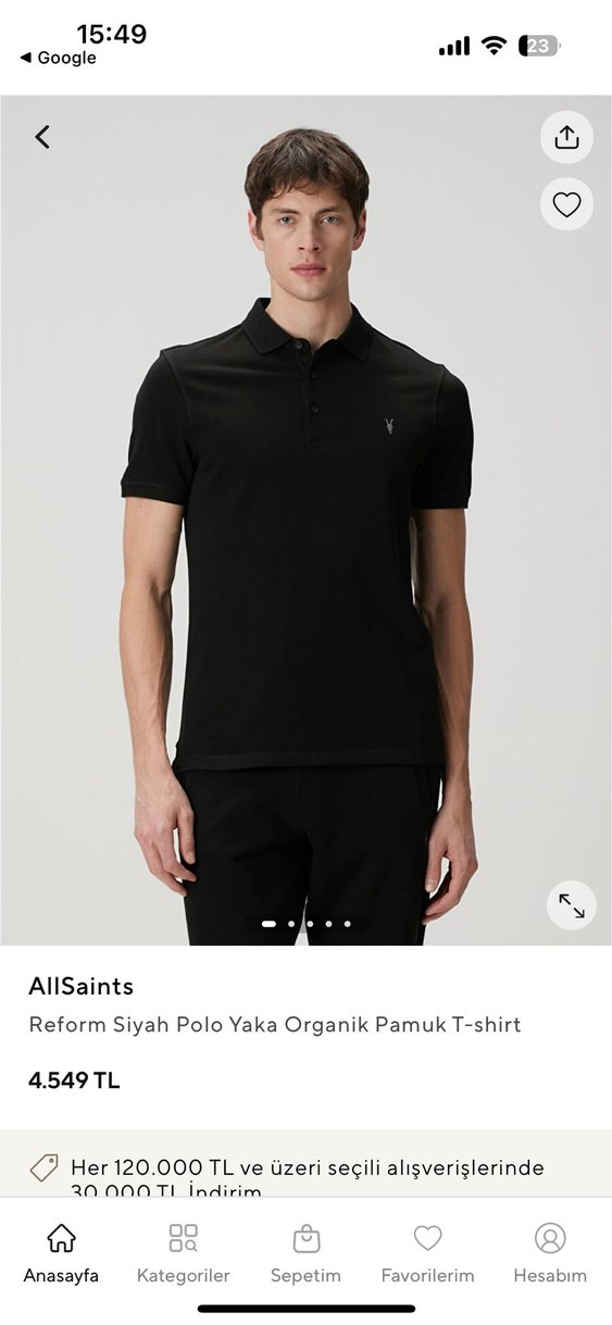 Siyah Polo AllSaints — görsel 6/6